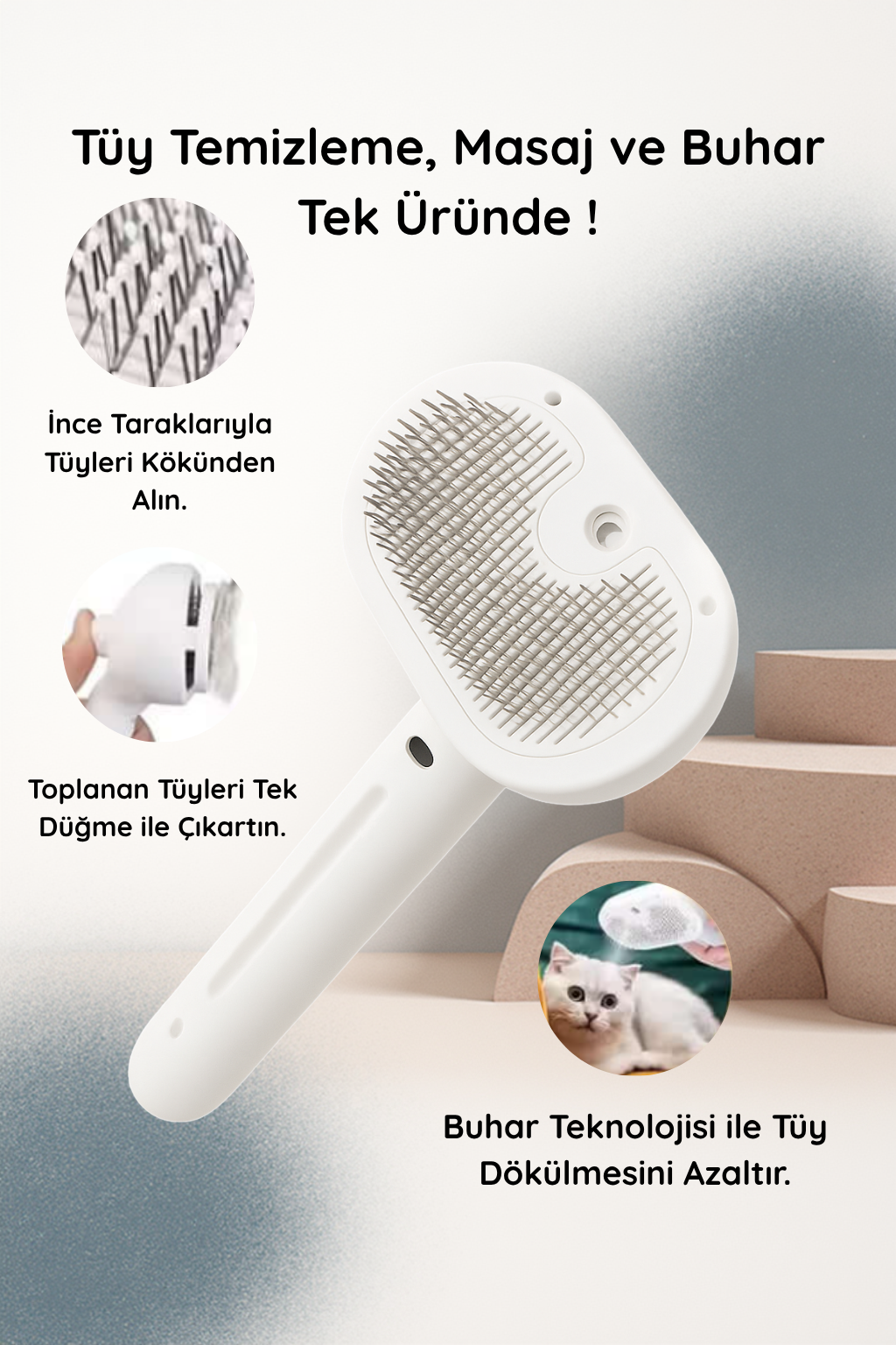 Serivoo Buharlı Evcil Hayvan Tarağı